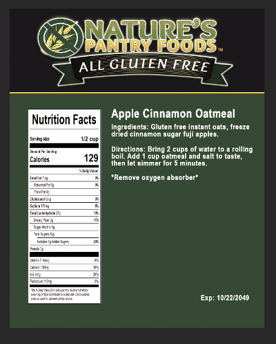 Apple Cinnamon Oatmeal Bucket( Gluten Free)