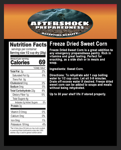 Freeze Dried Super Sweet Corn