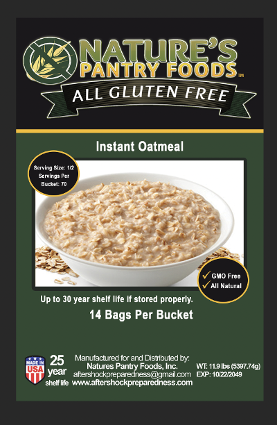 Gluten Free Instant Oatmeal ( Bucket)