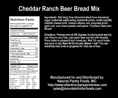 Cheddar Ranch Beer Bread Mix