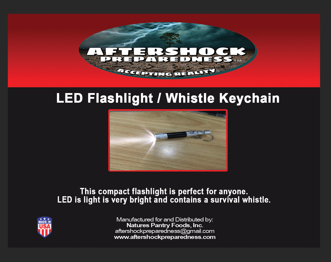 LED Flashlight/Whistle Key Chaim by