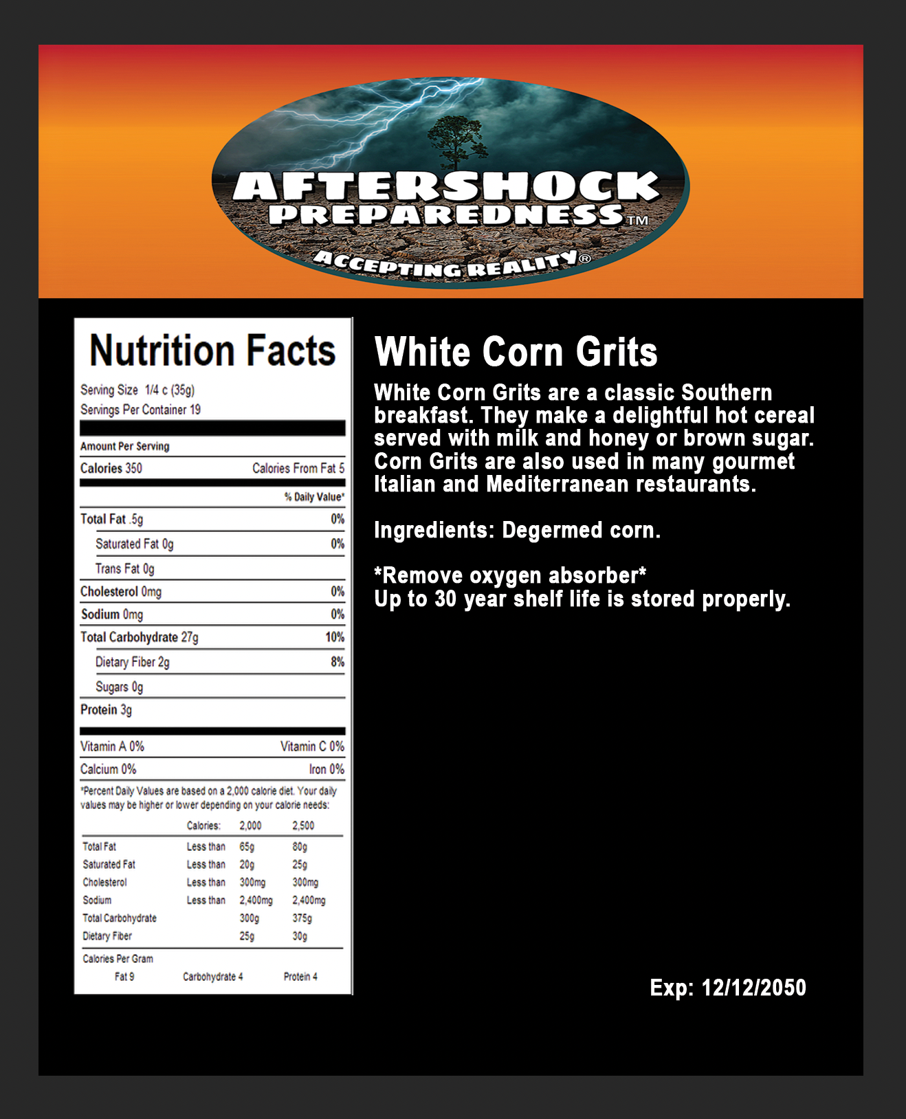 White Corn Grits. ( 3 pounds)