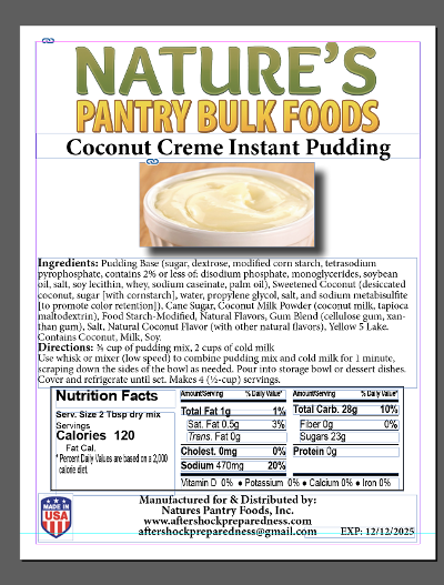 Coconut Cream Instant Pudding