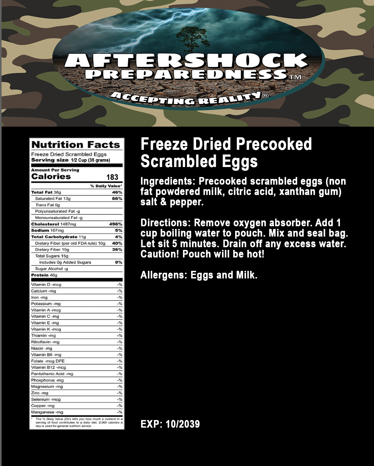 Single Serve Precooked scrambled eggs