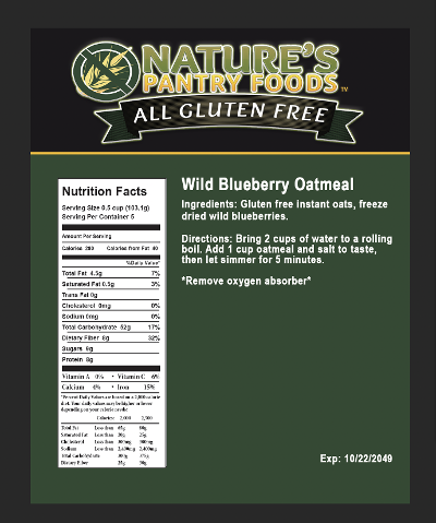 Wild Blueberry Oatmeal ( Gluten Free)