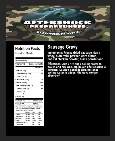 Aftershock Preparedness Sausage Gravy, 4.7oz Package