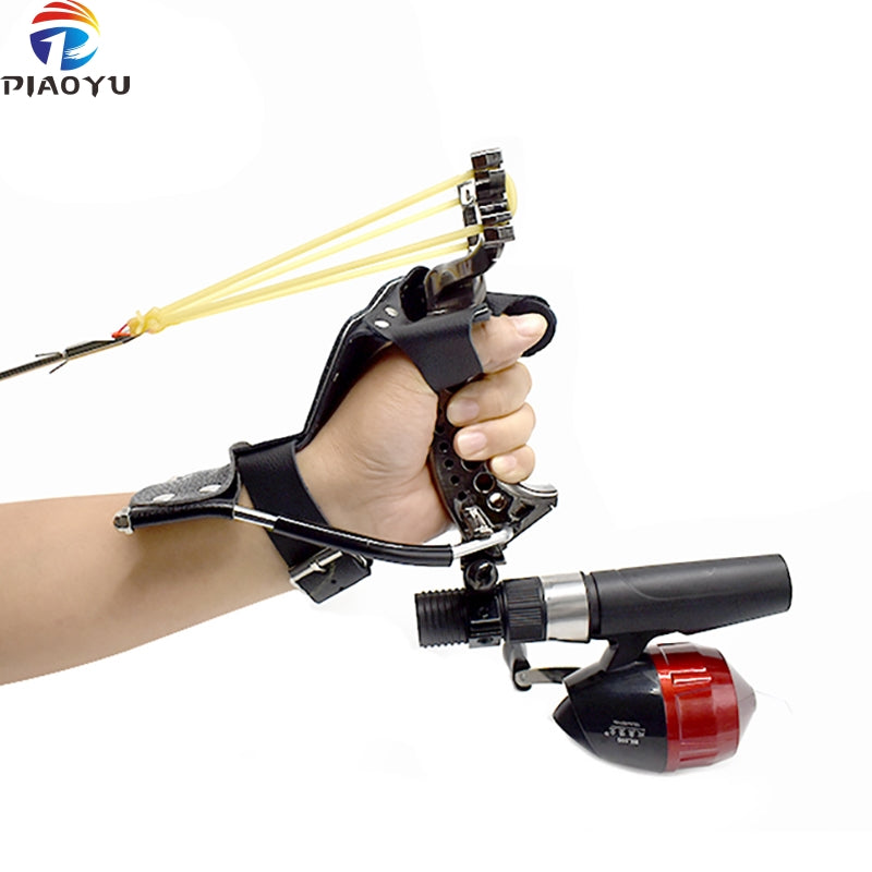 Slingshot Fishing Kit with Reel Slingshot Darts Folding Fishing Slingshot  with Wrist Support Powerful Slingshot for Fishing and Hunting Shooting