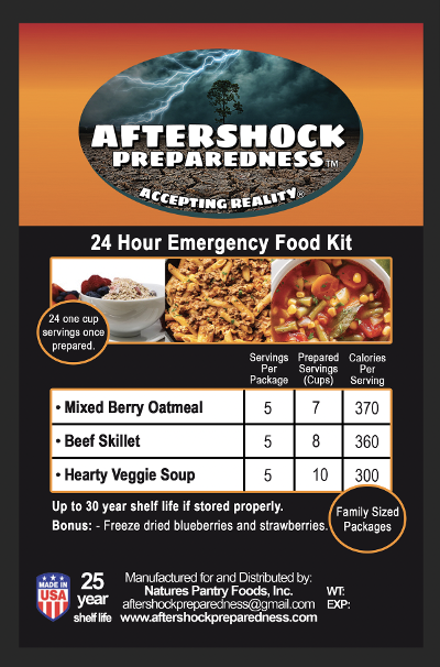 24 Hour Emergency Food Kit ( Family Sized Packs)