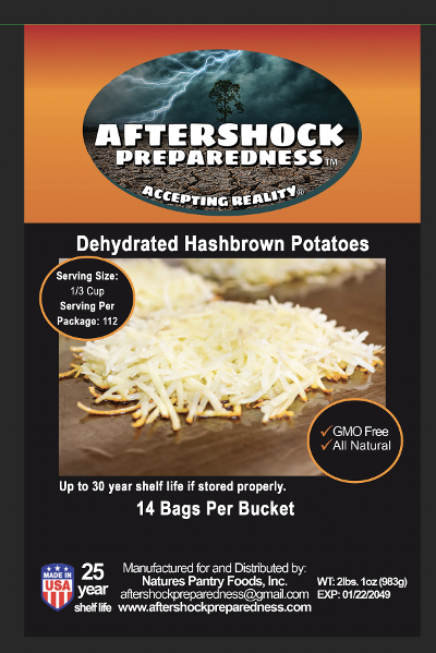 Dehydrated Hashbrown Potato Bucket
