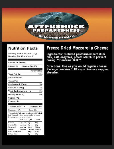 Freeze Dried Mozzarella Cheese