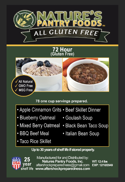 72 Hour Gluten Free Emergency Kit