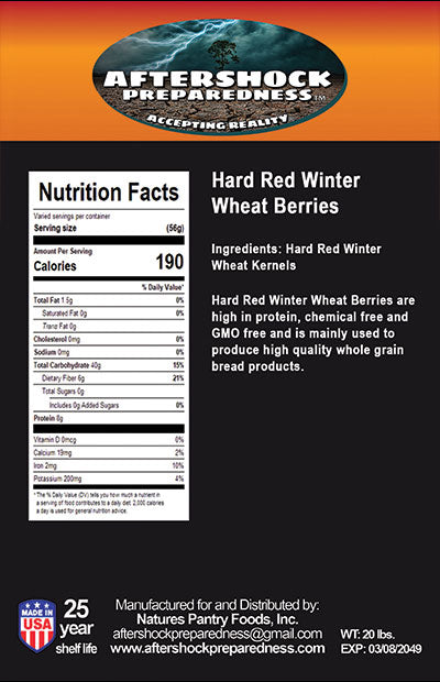 Hard Winter Wheat Berries( Long Term 14 Mylar Bags Per Bucket)